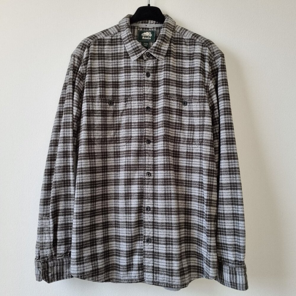 Roots Men's Brushed Cotton Plaid Long Sleeve Shirt Size XL
